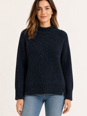 Monk & Lou Mina Speckled Roll Neck Sweater Dark Gray Size Small